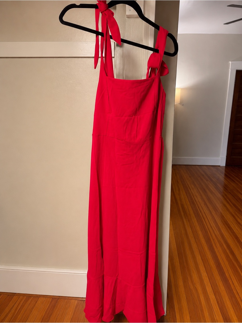 Anrabess Formal Red Tie-Shoulder Midi Dress - Picture 6 of 6